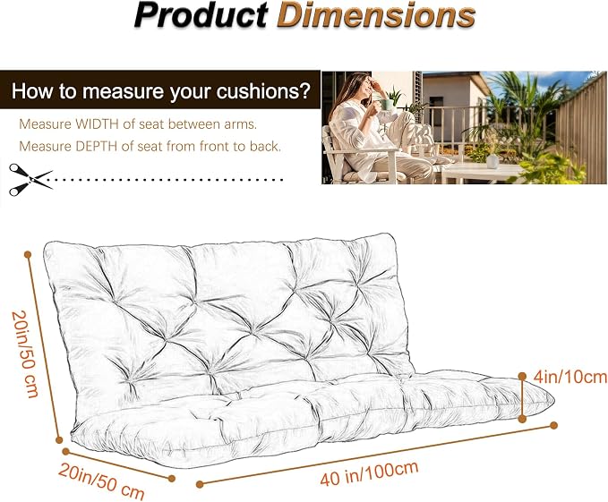 2-3 Seat Swing Replacement Cushion, Outdoor Bench Cushions - Image 6