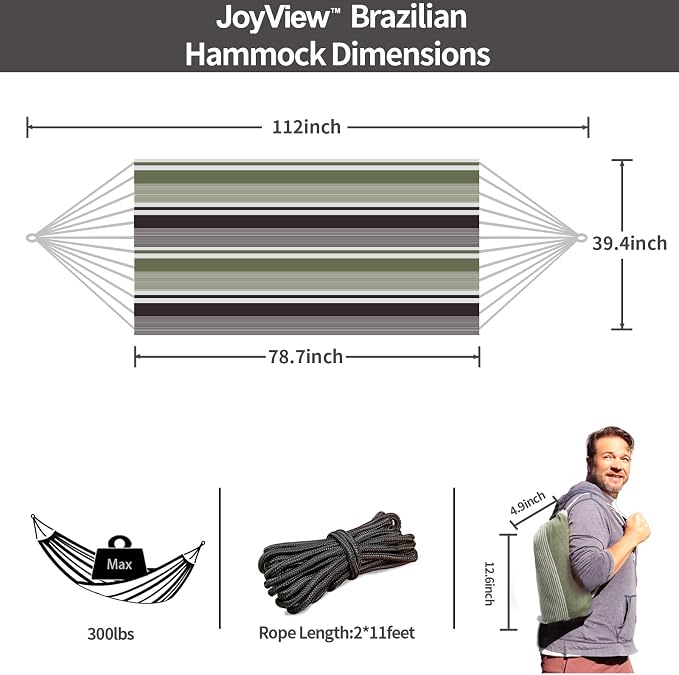 JoyView Brazilian Hammock for Single Person Portable Hammock - Image 2