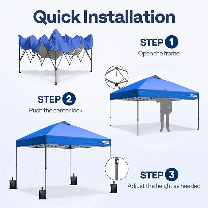 VIVOHOME 8x8ft Pop Up Canopy Tent One Push Setup Outdoor Portable Shelter Tent - Image 7