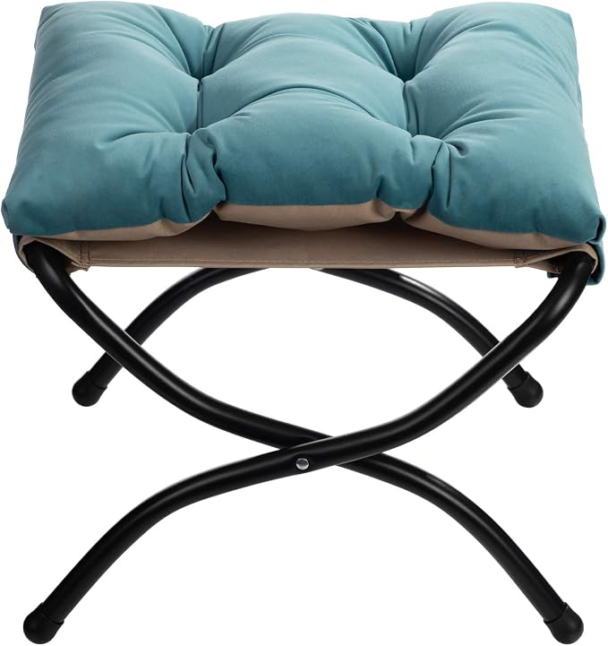 AbocoFur 15" Folding Footrest Stool, Accent Padded Sofa Foot Stool - Image 9