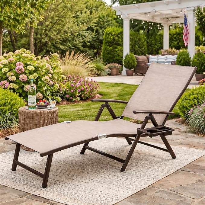 Kozyard Aluminum Outdoor Chaise Lounge Chair, Adjustable Reclining Patio Lounge by Kozyard