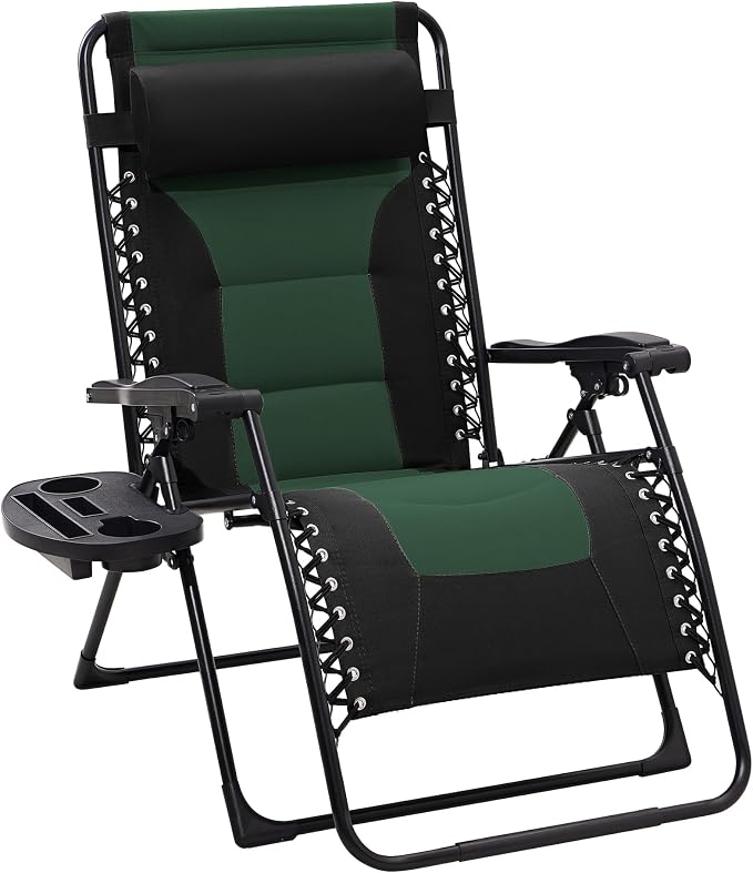 JEAREY Oversized Padded Zero Gravity Chairs, Folding Lounge Chair Outdoor Patio by JEAREYOutdoorsCollection