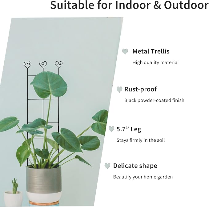 2 Pack 30'' Plant Trellis for Climbing Plants Indoors, Metal Garden Trellis for - Image 5