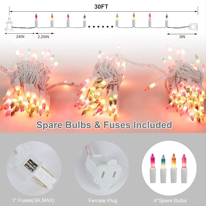LJLNION 3 Sets Easter String Lights, 120V UL Certified Connectable Xmas Lights - Image 3