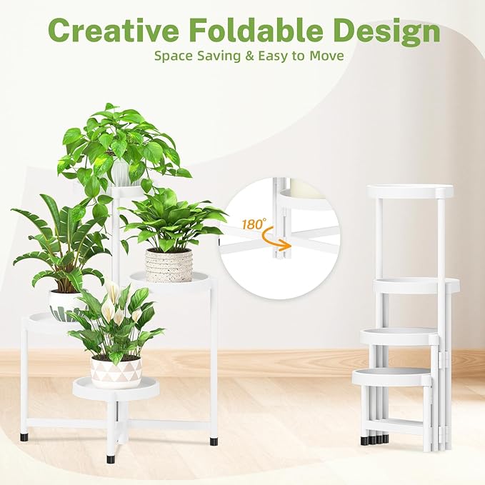 iDavosic.ly 4 Tier Folding Plant Stand Indoor Outdoor - Image 3