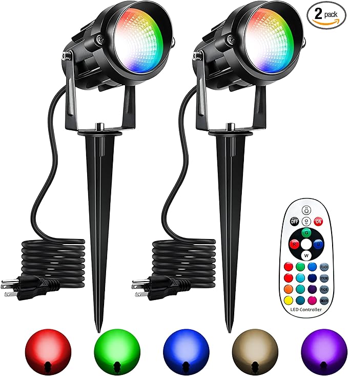 Halloween Christmas Spotlight Outdoor Color Changing Landscape Spotlights by Qeeanmo