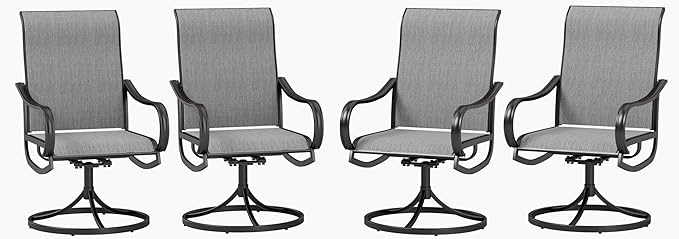 PHI VILLA Patio Swivel Dining Chairs Set of 4, Outdoor Chair by PHIVILLAThepioneerofcomfortablehouseholdsupplies