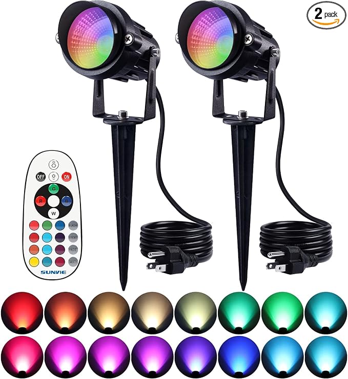 SUNVIE RGB Spot Lights Outdoor 12W LED Color Changing Landscape Lights by SUNVIE
