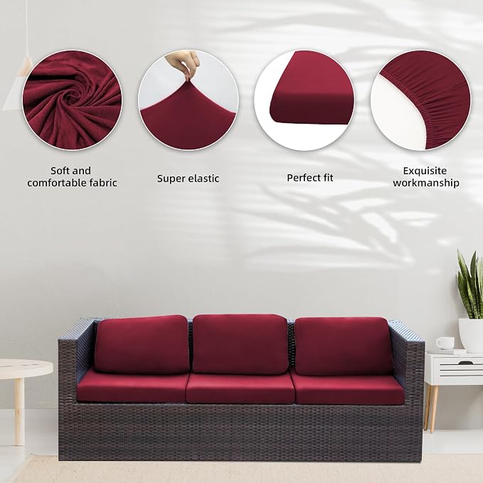 8Pcs Stretch Patio Cushion Covers, Outdoor Couch Covers Replacement, Outdoor - Image 3