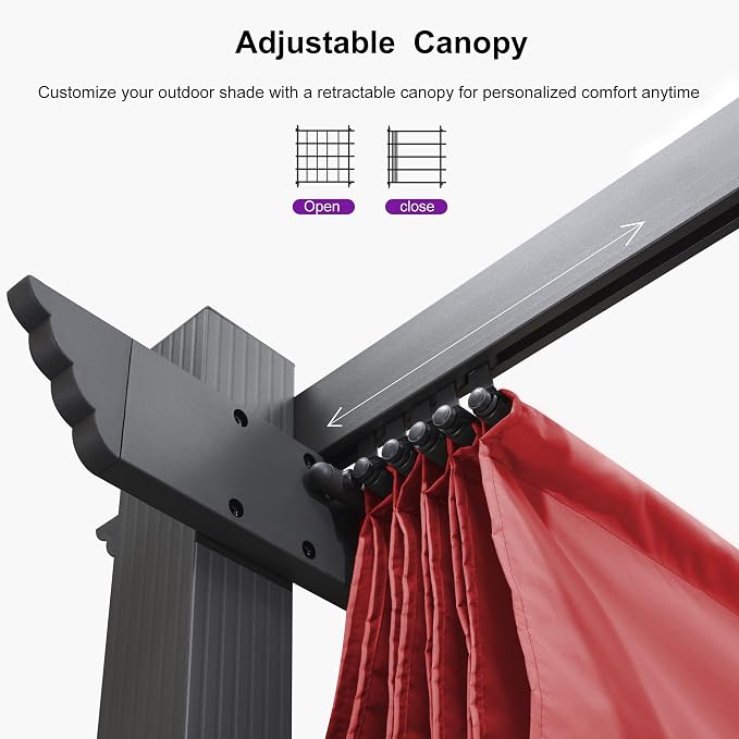 PURPLE LEAF 10' X 12' Outdoor Retractable Pergola - Image 3