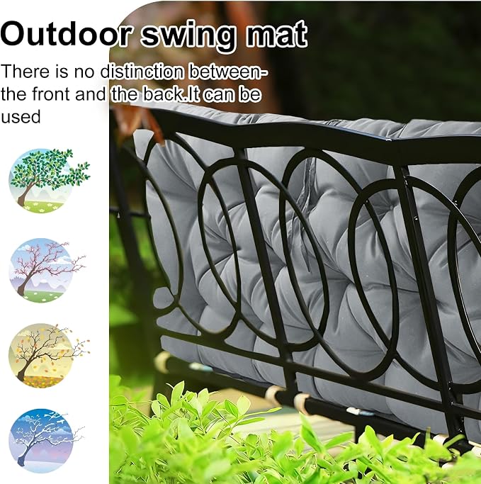 Waterproof Porch Swing Cushion Replacement, Thick 4" 2–3 Seat Outdoor Swing - Image 4