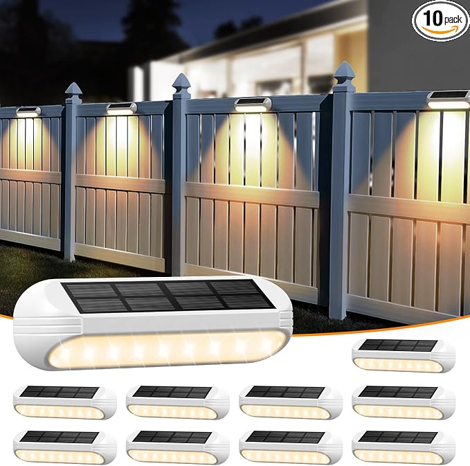 Outdoor Solar Lights for Outside, 10 Pack Bright Solar Fence Lights by AHAORIGIN
