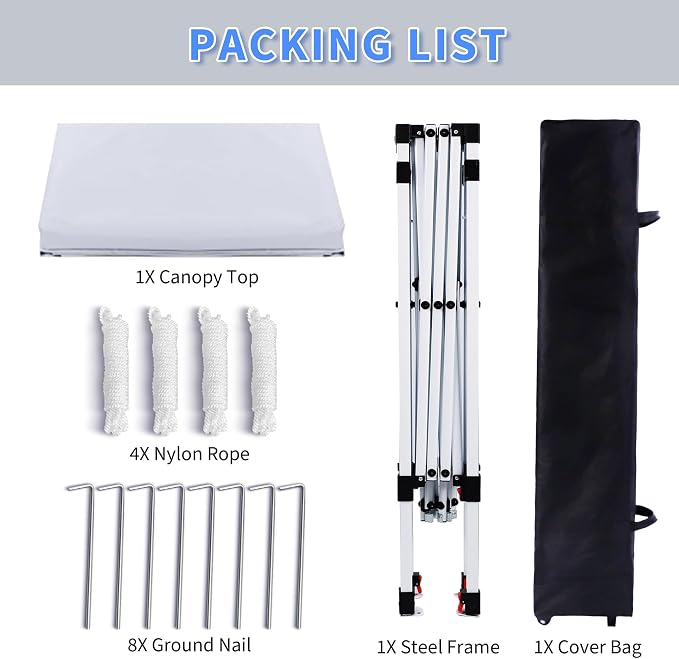 Pop Up Canopy Tent 8X8 FT, Easy Set-up Sade, Instant Shelter w/Canopy Cover - Image 5