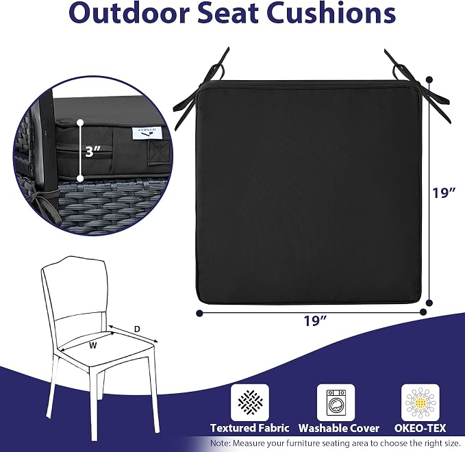 Outdoor Chair Cushions Set of 4, Waterproof Outdoor Seat Cushions - Image 6