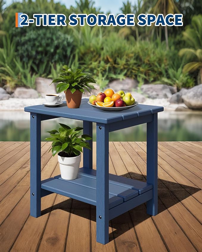 GarveeLife Adirondack Outdoor Side Table 18 x 15 in, HDPE 2-Tier Patio Side - Image 5