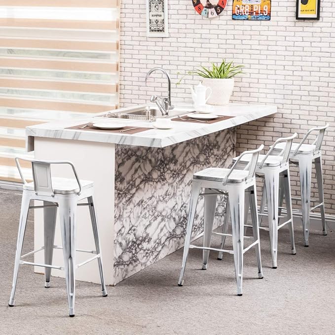 Yongchuang 26" Industrial Metal Barstools Set of 4 Counter Height Bar Stools - Image 7