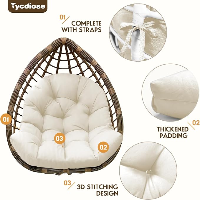 Egg Chair Cushion Replacement, Waterproof Outdoor Hanging Egg Chair Cushion - Image 5
