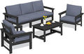 SERWALL HDPE Patio Conversation Set, 6-piece Sectional Outdoor Furniture Set by SERWALL