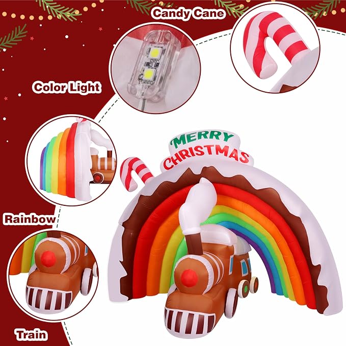 9FT Christmas Inflatables Rainbow Arch - Image 8