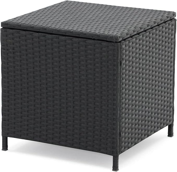 Verano Garden Outdoor Wicker Side Table, Small Storage Rattan Wicker End Table - Image 9