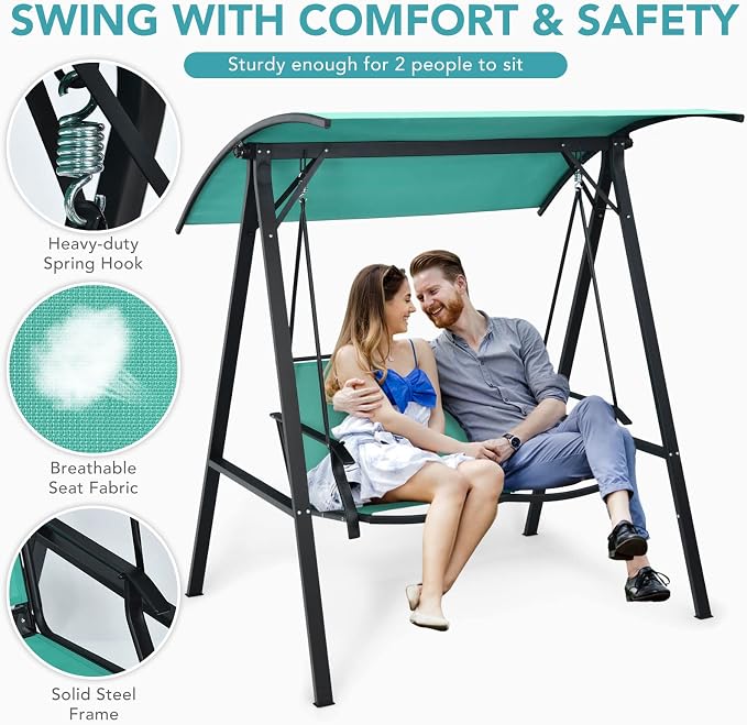 Tangkula 2-Person Patio Swing, Weather Resistant Porch Swing - Image 5