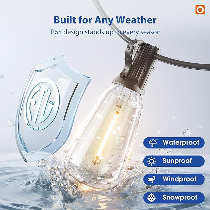 addlon 100FT LED Outdoor String Lights - Image 3