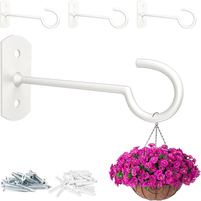 Metal Hanging Plant Hooks 6in 4Pack Decorative Wall Plant Hanger by QualityEfficiency