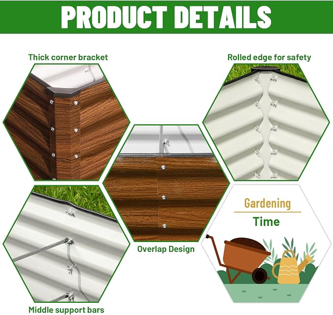 SnugNiture Galvanized Raised Garden Bed 8x4x2FT Outdoor Large Metal Planter Box - Image 3