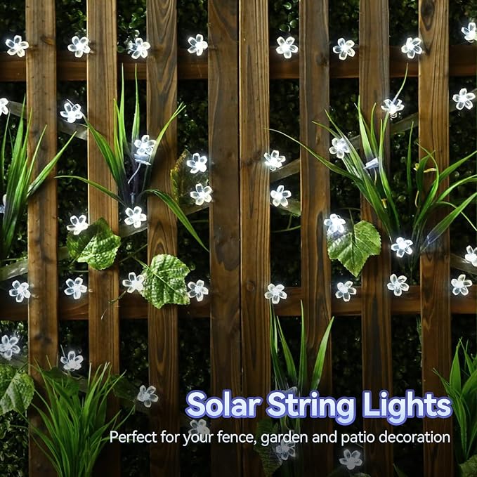 ITICdecor Outdoor Solar Flower String Lights Waterproof 50 LED Fairy Light - Image 3