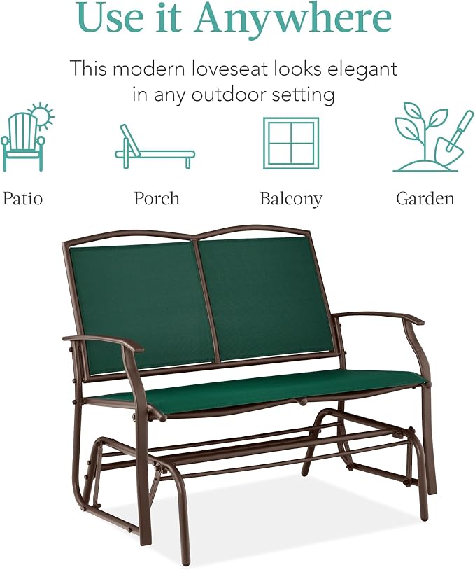 Best Choice Products 2-Person Outdoor Patio Swing Glider Steel Bench Loveseat - Image 7