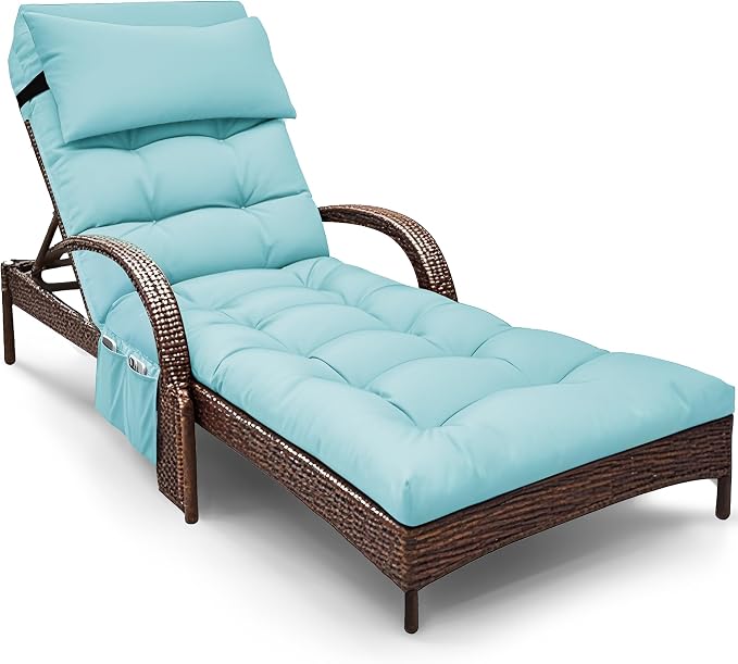 Outdoor Chaise Lounge Chair Cushion, Waterproof Outdoor Chair Cushions by Moutosne
