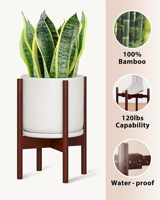 Adjustable Plant Stand Indoor, Bamboo Plant Stand Fits 8 9 10 11 12 Inches - Image 2