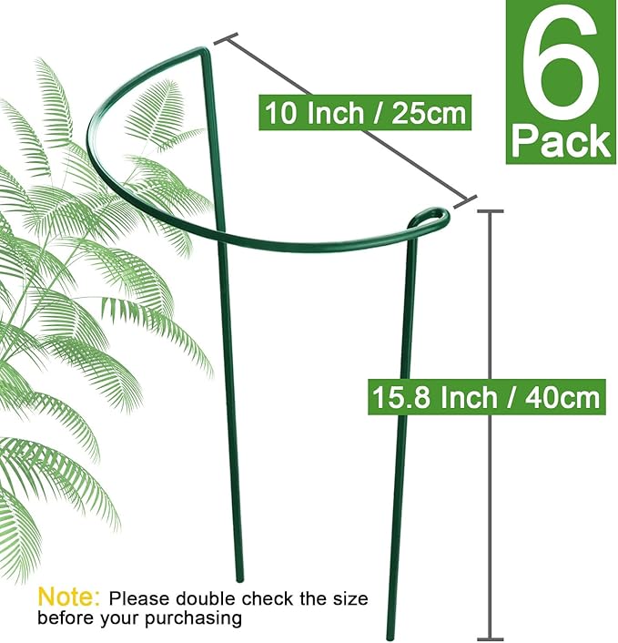 HiGift Plant Support Stakes, 6 Pack Metal Peony Cages and Supports, Garden - Image 4