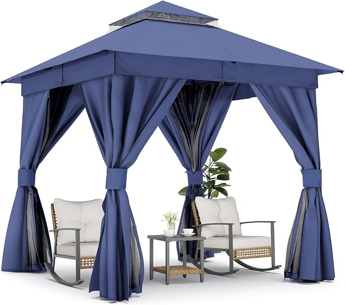 LAUSAINT HOME Semi-Permanent Outdoor Patio Gazebo 8'x8', Heavy Duty Party Tent - Image 9