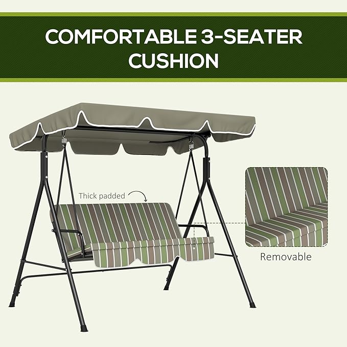 Outsunny 3-Seat Outdoor Patio Swing Chair - Image 6