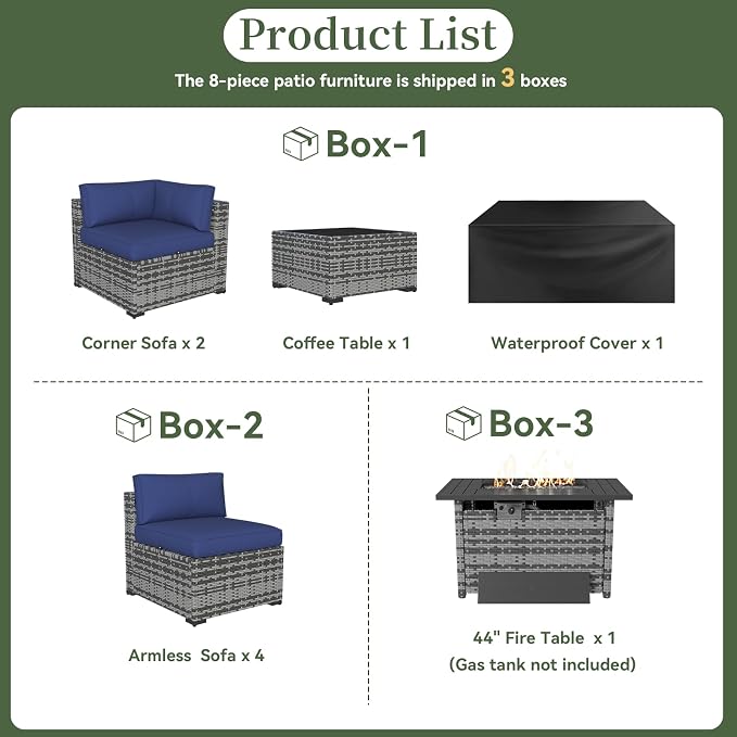 Aoxun 8 Piece Patio Furniture Set - Image 4