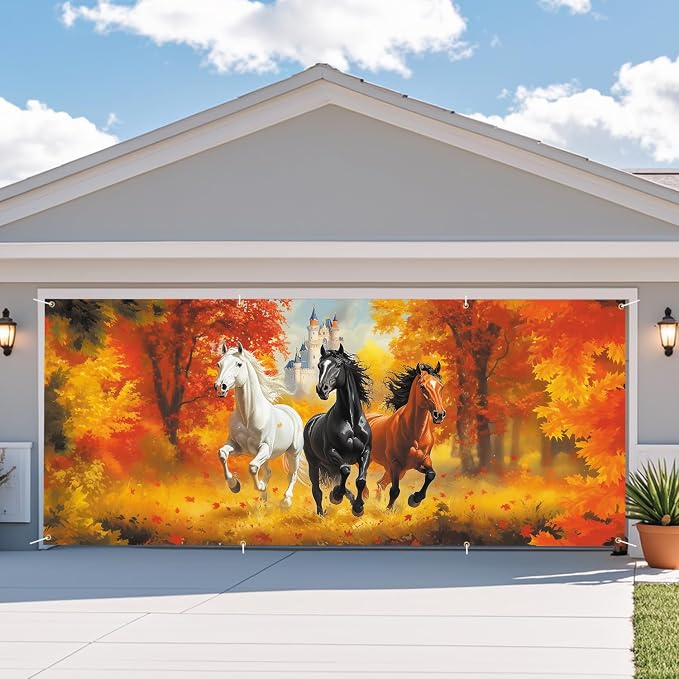 ANNA QUEEN Horse Garage Door Banner 6 x 13FT, Forest Scenery - Image 7
