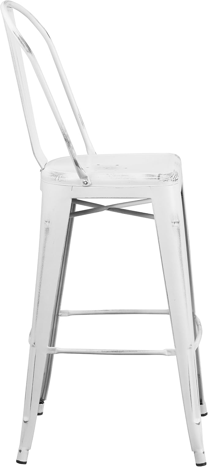 EMMA + OLIVER Commercial Grade 30" H Distressed White Metal Indoor-Outdoor - Image 6
