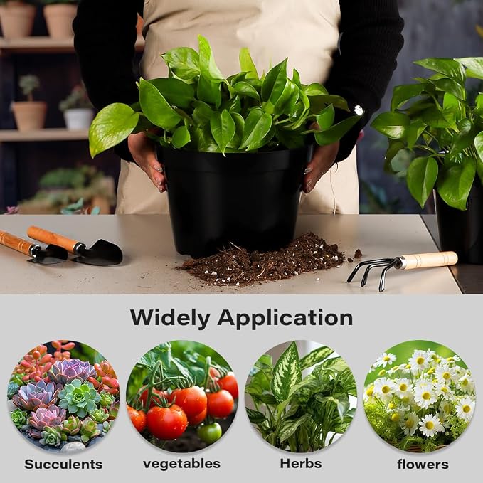 BTPLASTIK 8 Inch Plastic Plant Pots, 15 Pack Sturdy Nursery Pot - Image 6