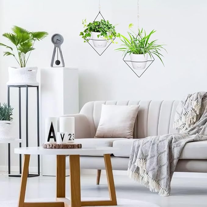 Hanging Planters for Indoor Plants, 2 Set Self Watering Hanging Flower Pots - Image 7
