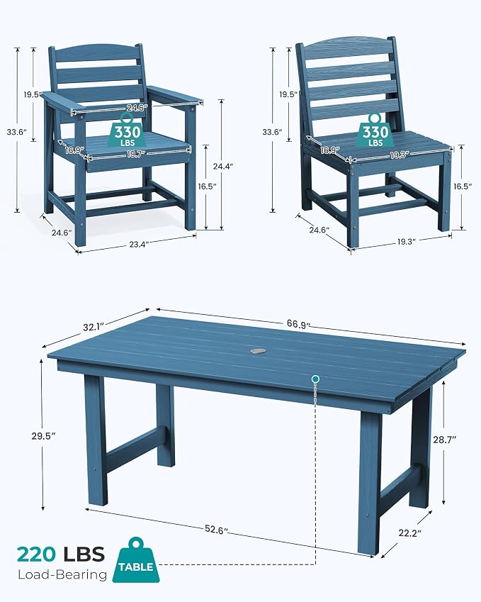 SERWALL Patio Dining Sets for 10 Person, HDPE Dining Set - Image 2