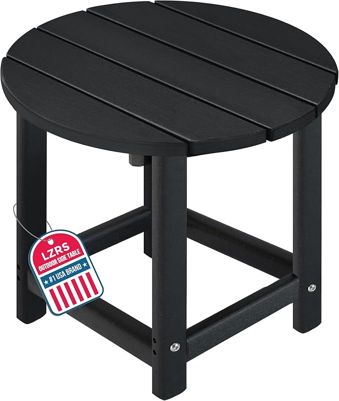 LZRS Round Adirondack Patio Side Table End Table, Outdoor Side Tables by LZRSPET