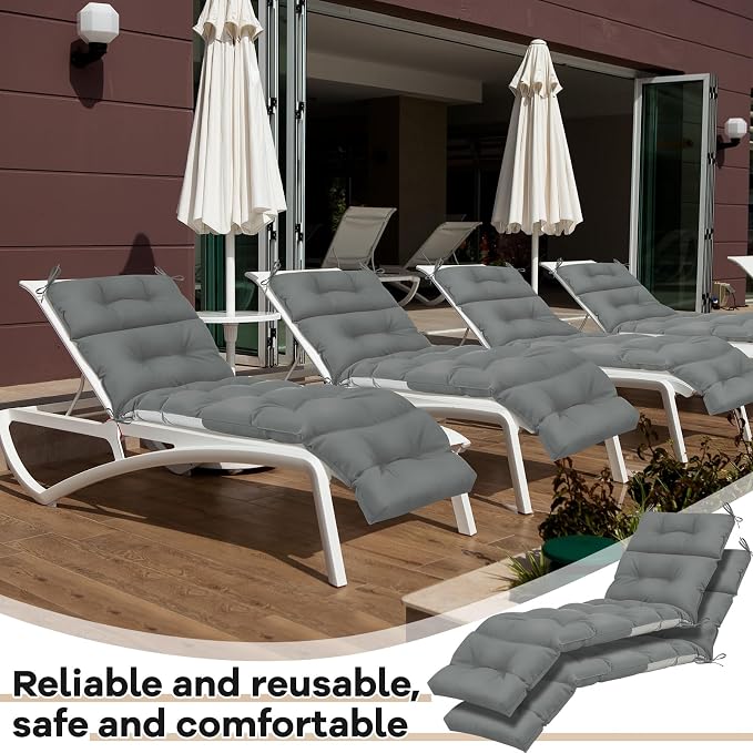 Kigley 2 Pcs Chaise Lounge Cushions 75 x 22 x 5 Inches Soft Lounge Chair - Image 5