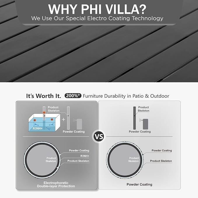 PHI VILLA Outdoor Patio Bar Dining Table - Image 3