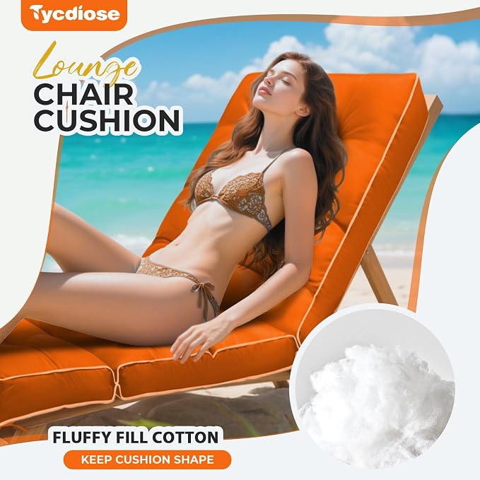 Outdoor Chaise Lounge Chair Cushion, Waterproof Non-Slip Patio Chaise Lounge - Image 2