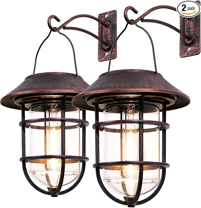 Solar Lantern Outdoor Hanging Solar Lights, Waterproof Metal Outdoor Lights by ICERONALLC