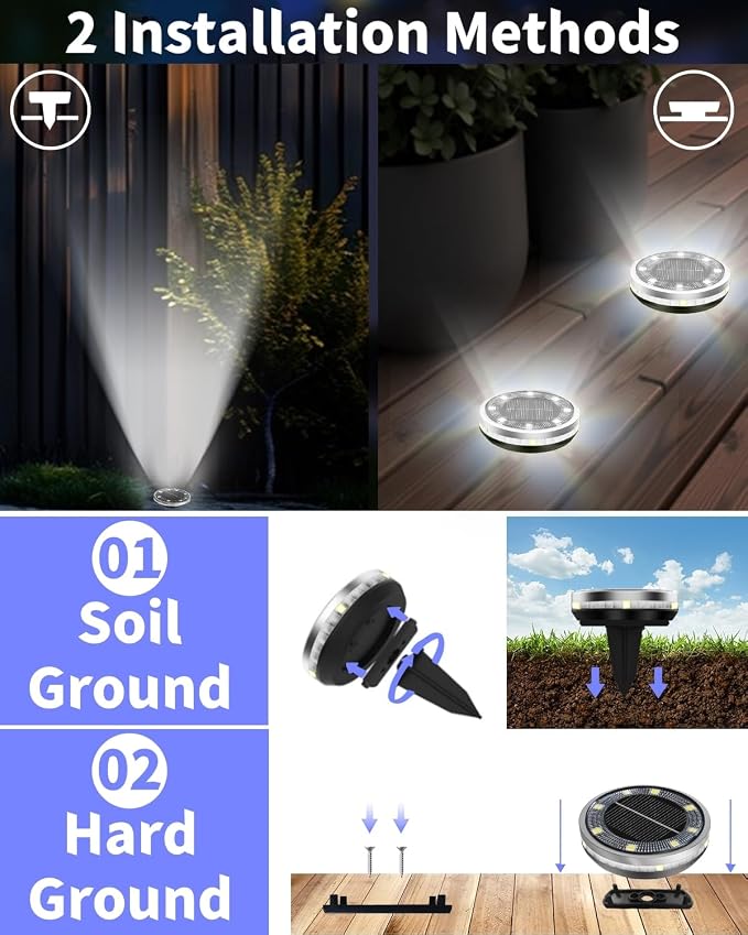 Solar Ground Lights Outdoor 26 Pack Waterproof, Upgraded Solar Garden Lights - Image 6