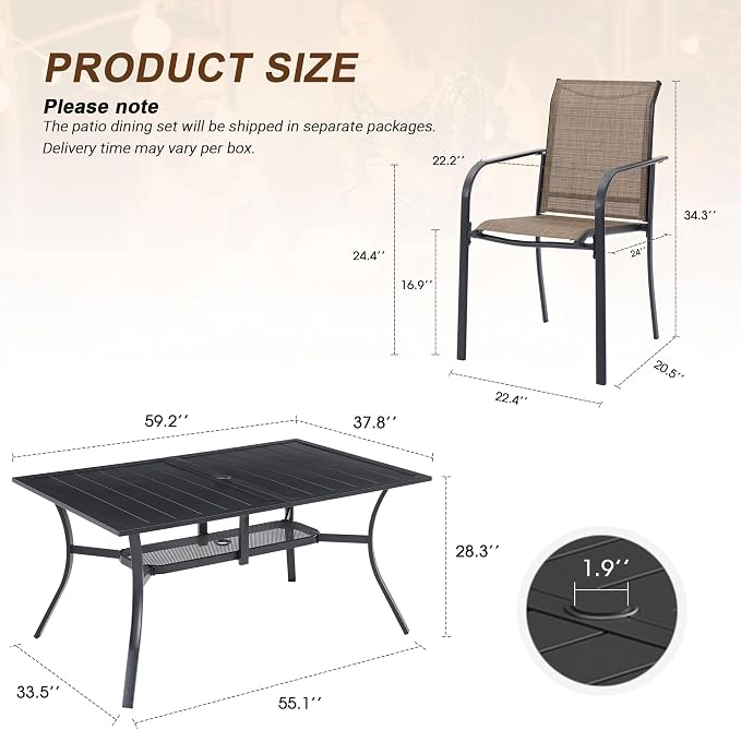 VICLLAX 7 Pieces Patio Outdoor Dining Set - Image 2