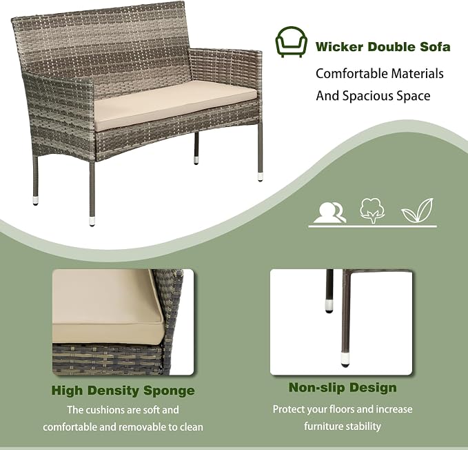 PayLessHere Outdoor Furniture Set 4 Pcs Modular Patio Furniture Set Water - Image 5