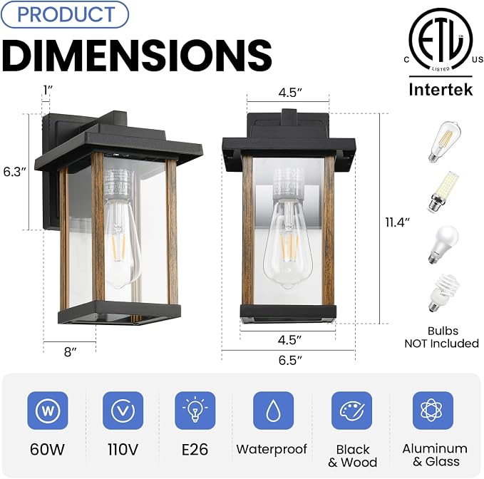 Outdoor Wall Sconce, Outside Porch Light Fixtures, Anti-Rust Exterior Wall - Image 4